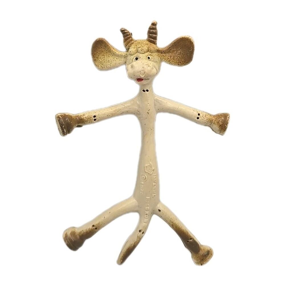1975 Imperial Rubber 5" Bendy Bendable Cow miniture toy Hong Kong Sku324‎